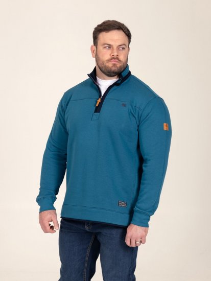 D555 Conway 1 1/4 Zip Neck Fleece Sweatshirt With Bear Logo Teal - Mikiny & mikiny bez kapucne - Mikiny & Mikiny s Kapucňou 2XL-12XL