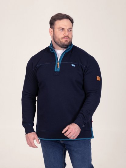 D555 Conway 2 1/4 Zip Neck Fleece Sweatshirt With Bear Logo Námornícka modrá - Mikiny & mikiny bez kapucne - Mikiny & Mikiny s Kapucňou 2XL-12XL