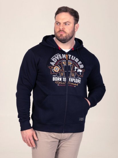 D555 Hector Adventurer Printed Zip Through Hoody Námornícka modrá - Mikiny & mikiny bez kapucne - Mikiny & Mikiny s Kapucňou 2XL-12XL