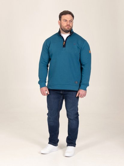 D555 Conway 1 1/4 Zip Neck Fleece Sweatshirt With Bear Logo Teal - Mikiny & mikiny bez kapucne - Mikiny & Mikiny s Kapucňou 2XL-12XL