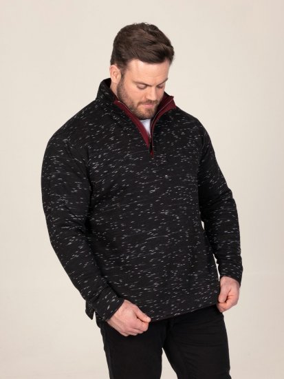 D555 Chandler Reno 1/4 Zip Neck Sweatshirt With Bear Logo Čierna - Mikiny & mikiny bez kapucne - Mikiny & Mikiny s Kapucňou 2XL-12XL