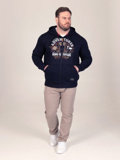 D555 Hector Adventurer Printed Zip Through Hoody Námornícka modrá - Mikiny & mikiny bez kapucne - Mikiny & Mikiny s Kapucňou 2XL-12XL
