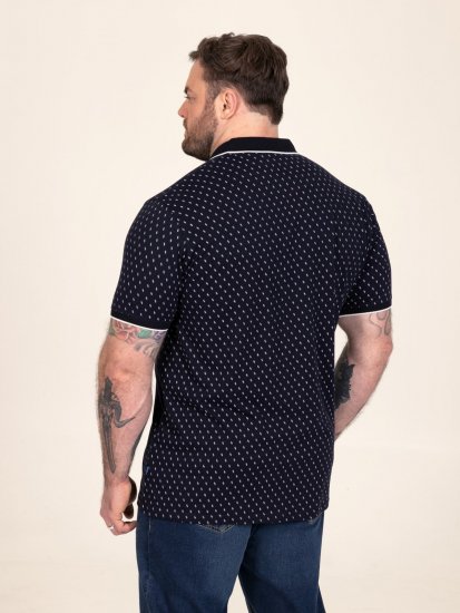 D555 Reid AOP Polo With Jacquard Collar, Pocket And Cuffs Námornícka modrá - Polokošele - Polokošele 2XL-8XL