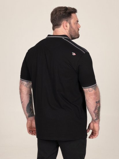 D555 Potts Jersey Polo With Jacquard Collar & Cuffs Čierna - Polokošele - Polokošele 2XL-8XL