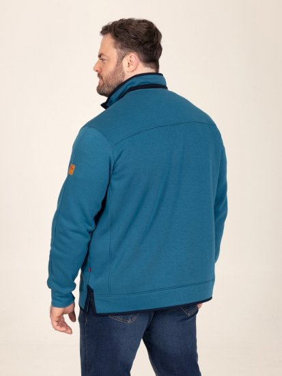 D555 Conway 1 1/4 Zip Neck Fleece Sweatshirt With Bear Logo Teal - Mikiny & mikiny bez kapucne - Mikiny & Mikiny s Kapucňou 2XL-12XL