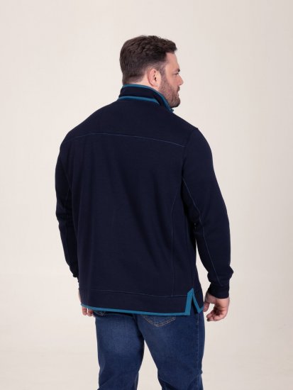 D555 Conway 2 1/4 Zip Neck Fleece Sweatshirt With Bear Logo Námornícka modrá - Mikiny & mikiny bez kapucne - Mikiny & Mikiny s Kapucňou 2XL-12XL