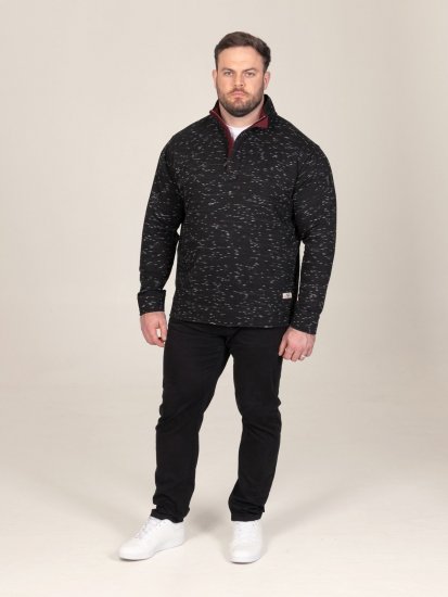 D555 Chandler Reno 1/4 Zip Neck Sweatshirt With Bear Logo Čierna - Mikiny & mikiny bez kapucne - Mikiny & Mikiny s Kapucňou 2XL-12XL