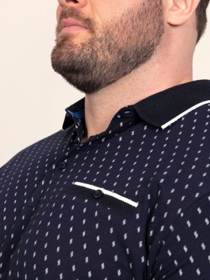 D555 Reid AOP Polo With Jacquard Collar, Pocket And Cuffs Námornícka modrá - Polokošele - Polokošele 2XL-8XL