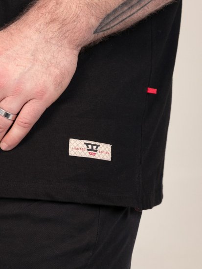 D555 Potts Jersey Polo With Jacquard Collar & Cuffs Čierna - Polokošele - Polokošele 2XL-8XL