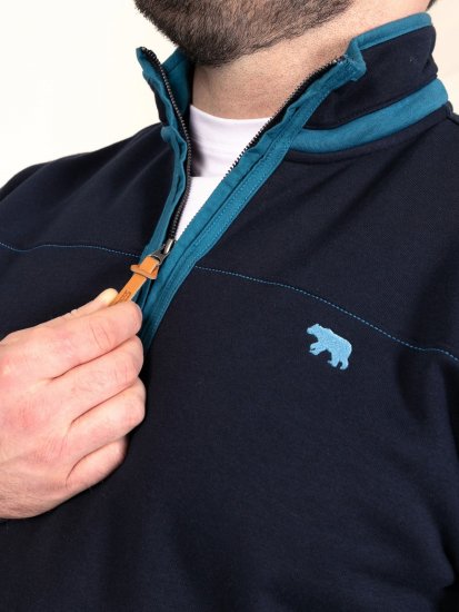 D555 Conway 2 1/4 Zip Neck Fleece Sweatshirt With Bear Logo Námornícka modrá - Mikiny & mikiny bez kapucne - Mikiny & Mikiny s Kapucňou 2XL-12XL