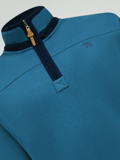 D555 Conway 1 1/4 Zip Neck Fleece Sweatshirt With Bear Logo Teal - Mikiny & mikiny bez kapucne - Mikiny & Mikiny s Kapucňou 2XL-12XL