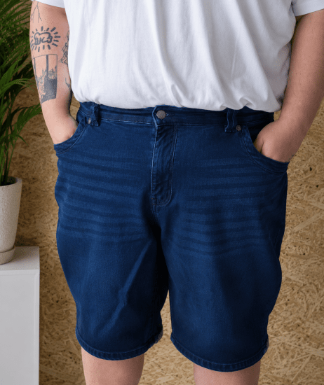 Kam Jeans Pepe Knitted Denim Shorts Random Mid Wash Blue - Šortky - Šortky W40-W60