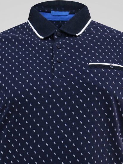 D555 Reid AOP Polo With Jacquard Collar, Pocket And Cuffs Námornícka modrá - Polokošele - Polokošele 2XL-8XL