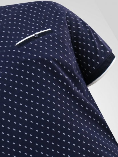 D555 Reid AOP Polo With Jacquard Collar, Pocket And Cuffs Námornícka modrá - Polokošele - Polokošele 2XL-8XL