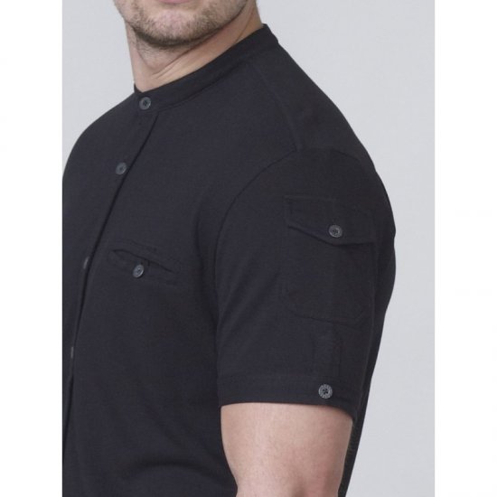 D555 Archer Collarless Shirt Black - Košele - Košele 2XL-10XL