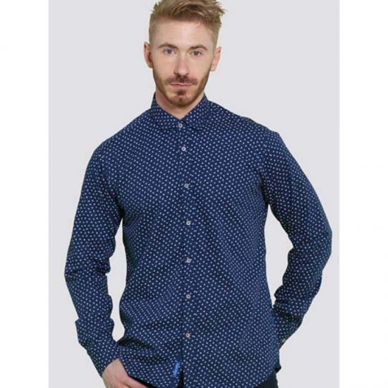 D555 Bainton Long Sleeve Shirt Navy - Košele - Košele 2XL-10XL