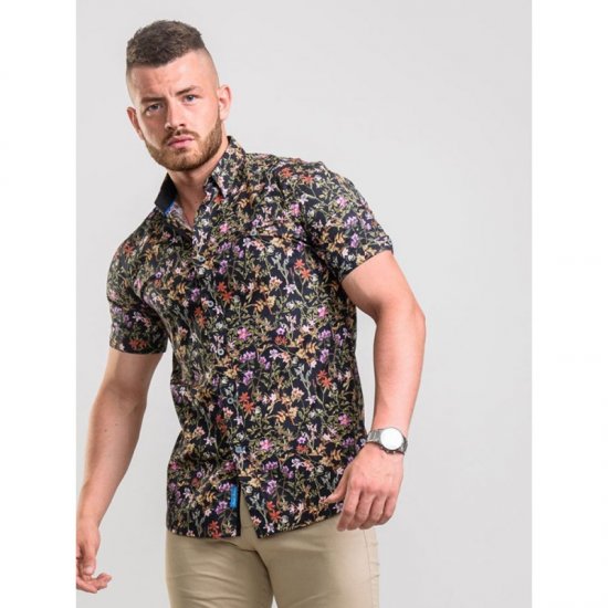 D555 Emmet Floral Shirt Black - Košele - Košele 2XL-10XL