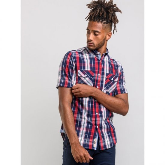 D555 Terell Shirt Navy/Red - Košele - Košele 2XL-10XL