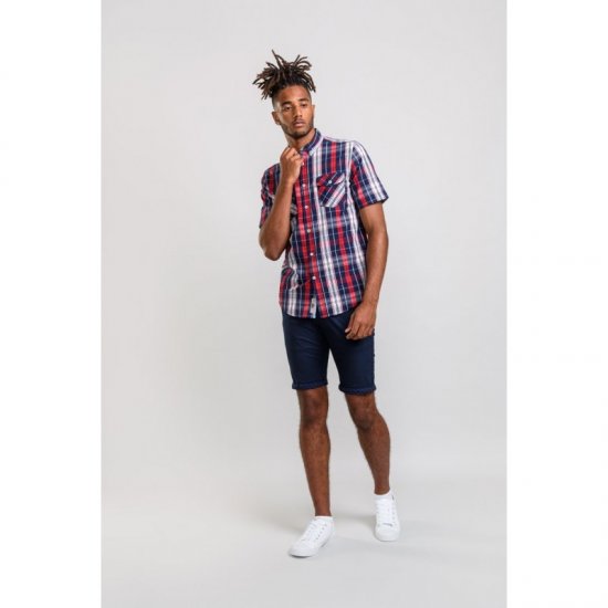 D555 Terell Shirt Navy/Red - Košele - Košele 2XL-10XL