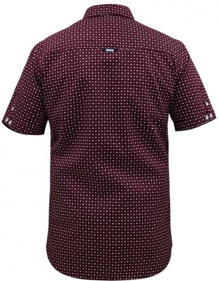 D555 Hillcrest S/S Micro Ao Print Shirt Burgundy - Košele - Košele 2XL-10XL