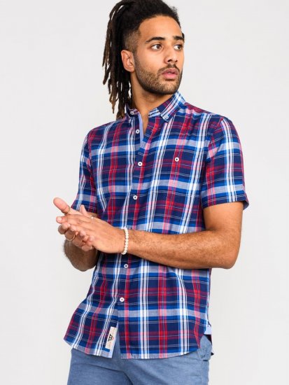 D555 Portland Check Button Down Collar S/S Shirt - Košele - Košele 2XL-10XL