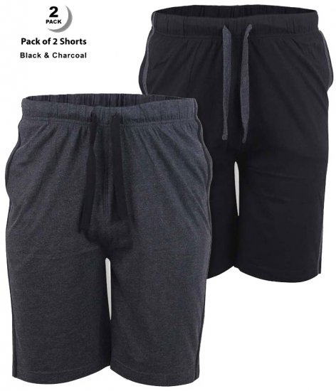 D555 Ryan Jersey Shorts 2-pack Black/Charcoal - Tepláky & teplákové kraťasy - Tepláky & Teplákové kraťasy - 2XL-12XL