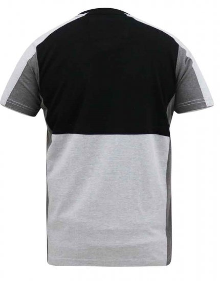 D555 Felix Couture Crew Neck Cut And Sew T-Shirt Black/Charcoal - Tričká - Nadrozmerné tričká - 2XL-14XL