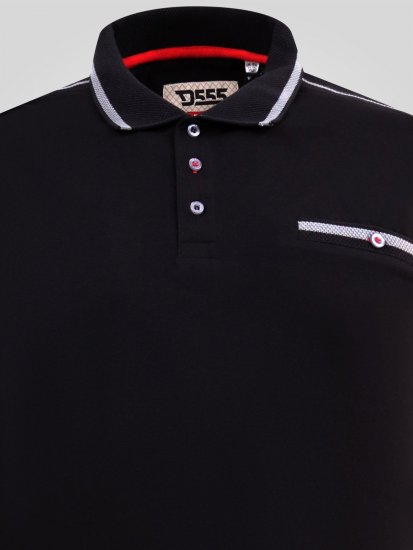 D555 Potts Jersey Polo With Jacquard Collar & Cuffs Čierna - Polokošele - Polokošele 2XL-8XL