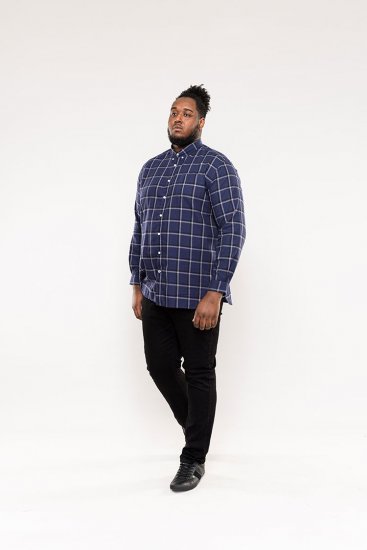 D555 Townsville Check Button Down Collar Shirt Navy - Košele - Košele 2XL-10XL