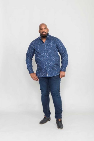 D555 Edmund AOP Shirt Navy - Košele - Košele 2XL-10XL