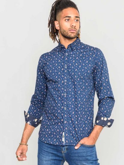 D555 Edmund AOP Shirt Navy - Košele - Košele 2XL-10XL