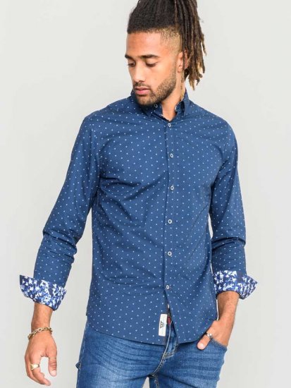 D555 Chilton LS Shirt Navy - Košele - Košele 2XL-10XL
