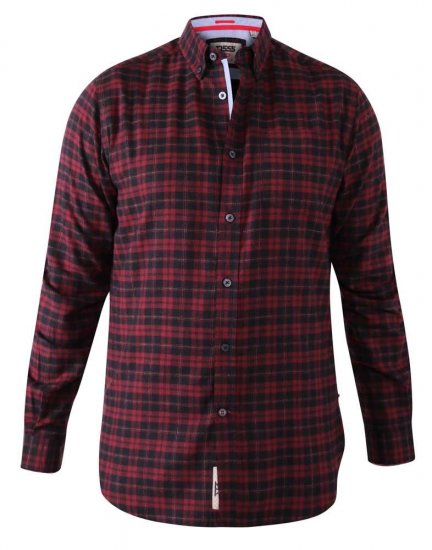 D555 Holton Dark Red Checked Flannel Shirt - Košele - Košele 2XL-10XL