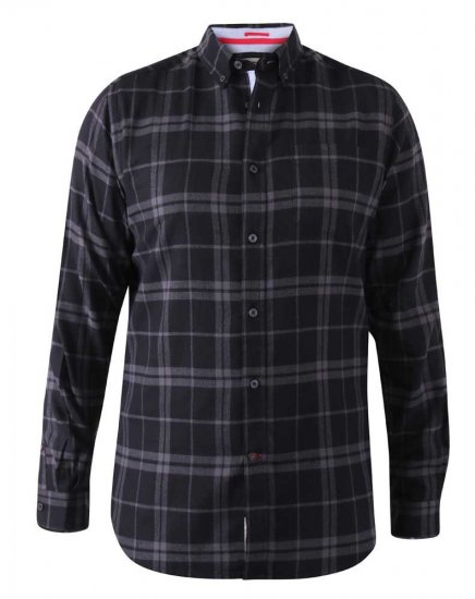 D555 Harwich Flannel Check Shirt Black - Košele - Košele 2XL-10XL