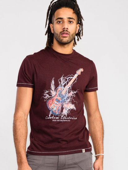D555 Redbourn Lightning Bolt Guitar Printed T-Shirt - Tričká - Nadrozmerné tričká - 2XL-14XL