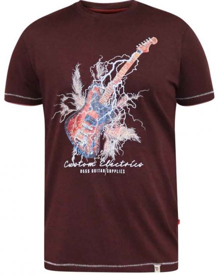 D555 Redbourn Lightning Bolt Guitar Printed T-Shirt - Tričká - Nadrozmerné tričká - 2XL-14XL