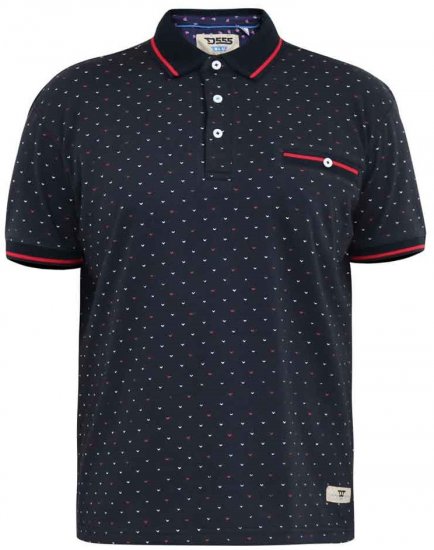 D555 Ashwell Ao Printed Polo Shirt Dark Navy - Polokošele - Polokošele 2XL-8XL