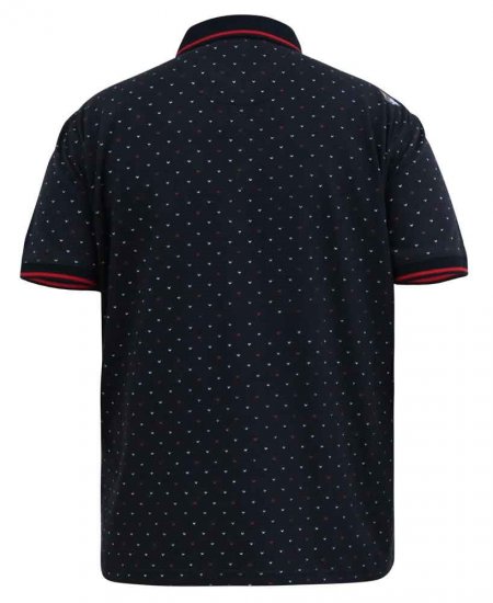 D555 Ashwell Ao Printed Polo Shirt Dark Navy - Polokošele - Polokošele 2XL-8XL