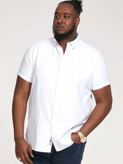 D555 James Short Sleeve Oxford Shirt White - Košele - Košele 2XL-10XL