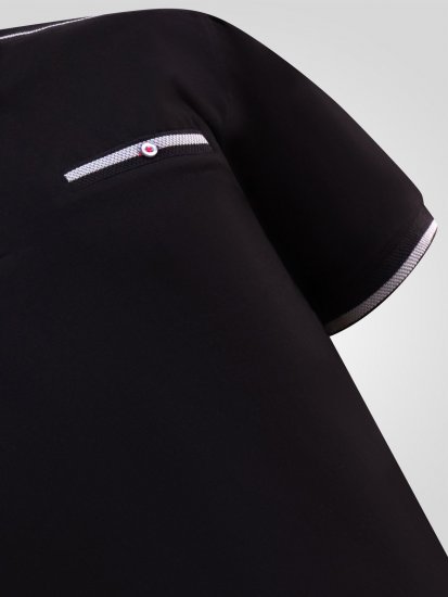 D555 Potts Jersey Polo With Jacquard Collar & Cuffs Čierna - Polokošele - Polokošele 2XL-8XL