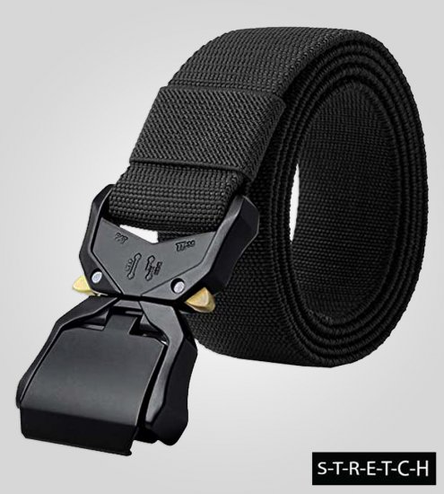 D555 Dale Tactical Stretch Webbing Belt with Heavy Duty Quick Release Buckle Black - Opasky - Opasky W40-W70/2XL-8XL
