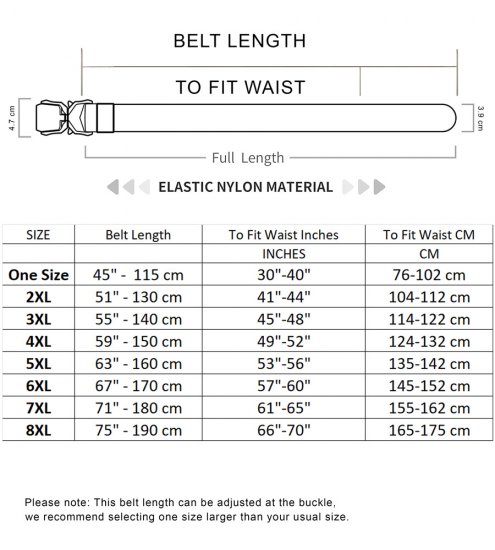 D555 Dale Tactical Stretch Webbing Belt with Heavy Duty Quick Release Buckle Black - Opasky - Opasky W40-W70/2XL-8XL