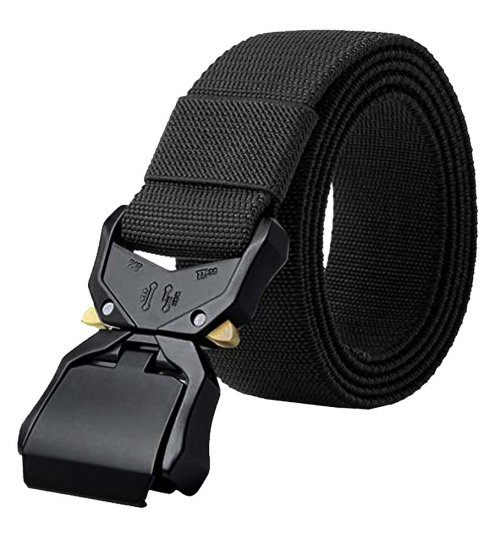 D555 Dale Tactical Stretch Webbing Belt with Heavy Duty Quick Release Buckle Black - Opasky - Opasky W40-W70/2XL-8XL