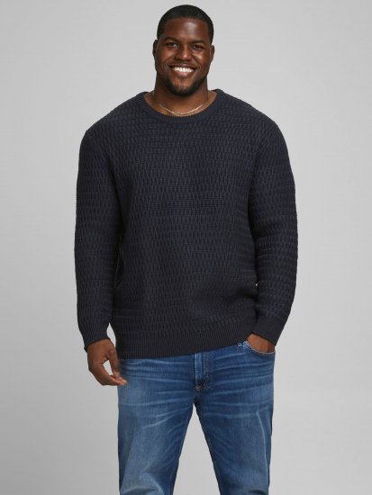 Jack & Jones JCOBRANDON Knit Black - Mikiny & mikiny bez kapucne - Mikiny & Mikiny s Kapucňou 2XL-12XL