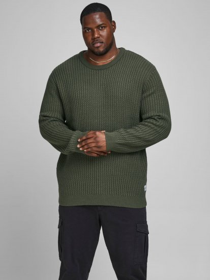 Jack & Jones JCOBRANDON Knit Forest - Mikiny & mikiny bez kapucne - Mikiny & Mikiny s Kapucňou 2XL-12XL
