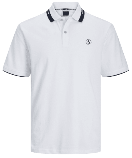 Jack & Jones JCOHASS LOGO Polo White - Polokošele - Polokošele 2XL-8XL