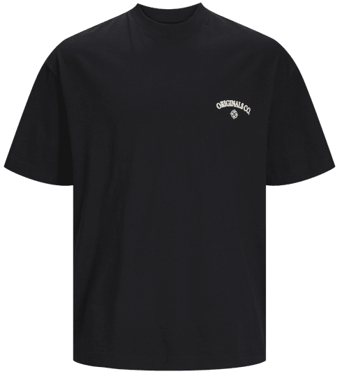 Jack & Jones JORSANTORINI BACK T-Shirt Black - Tričká - Nadrozmerné tričká - 2XL-14XL