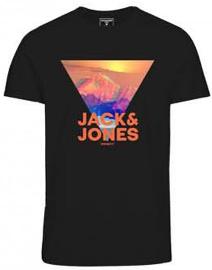 Jack & Jones JCOLOGO PRINT T-Shirt Black - Tričká - Nadrozmerné tričká - 2XL-14XL