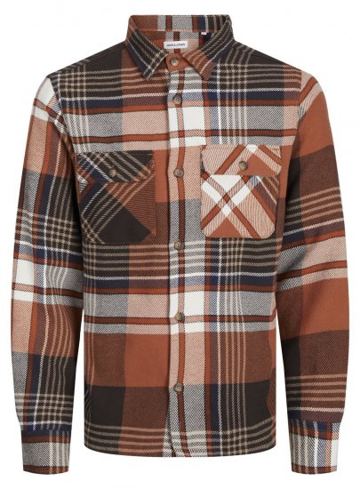 Jack & Jones Darren Flannel Overshirt hnedá - Košele - Košele 2XL-10XL