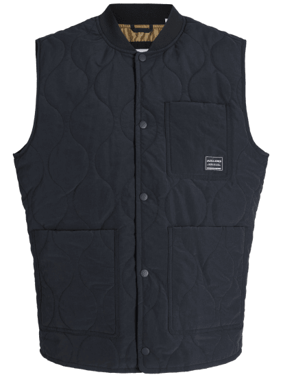 Jack & Jones Hero Liner Quilted Gilet Vest Black - Vesty - Vesty vo veľkých veľkostiach